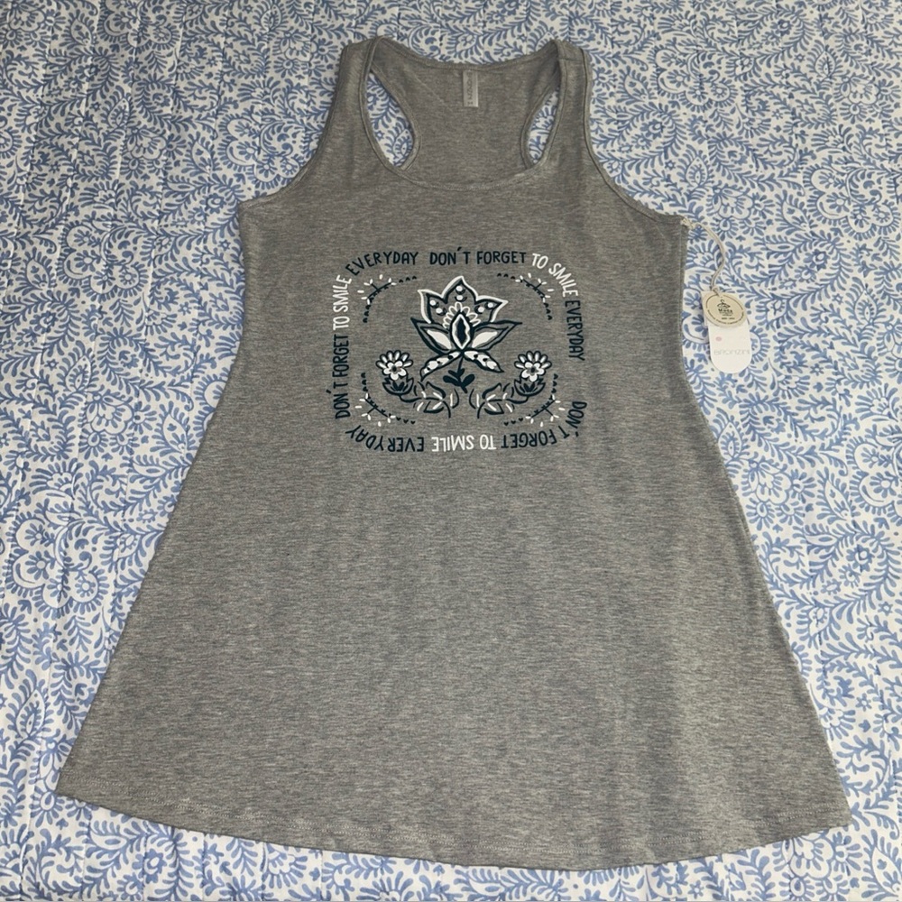 Women's Bronzini Grey Pajama Sleeveles Racerback Nightgown Tank M Everyday